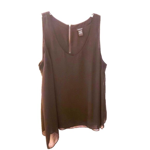 Torrid Chiffon Asymmetrical Black Swing Tank with Back Goldtone Zip 2X EUC - Picture 1 of 8